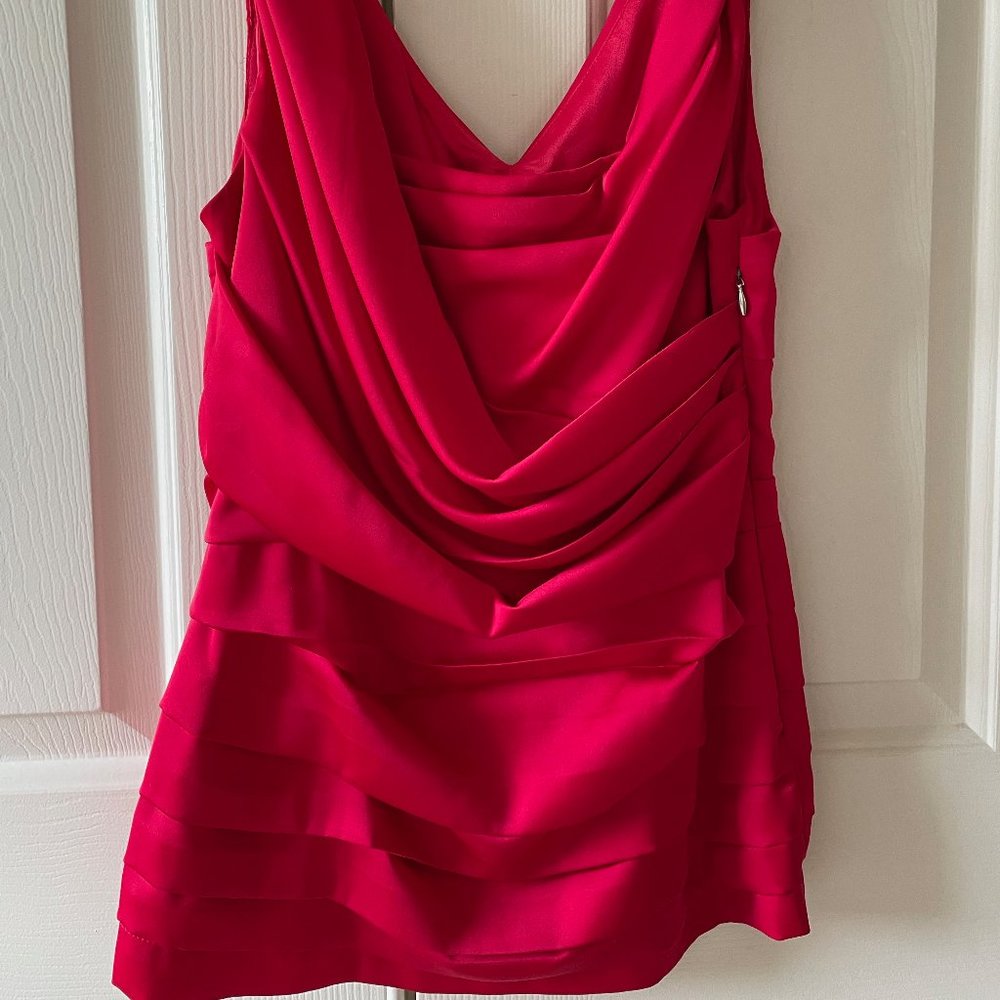 Express Satin-Look Shirred Sleeveless Blouse